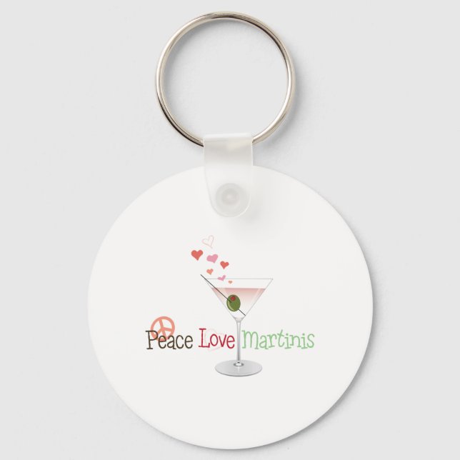Peace Love Martinis Key Ring (Front)
