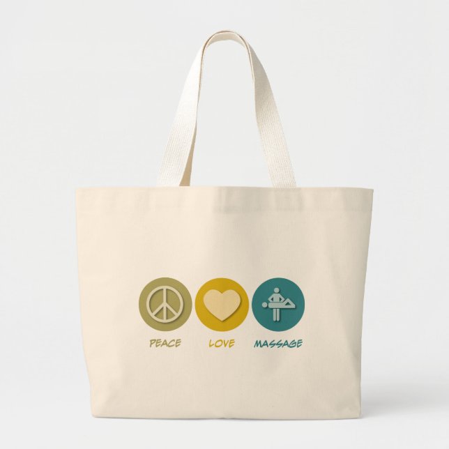 Peace Love Massage Large Tote Bag (Front)