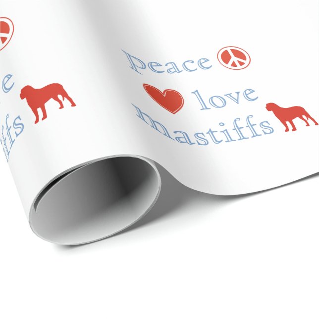 Peace Love Mastiffs Wrapping Paper (Roll Corner)