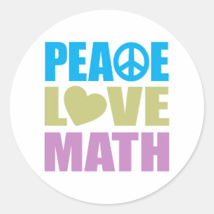 Peace Love Math Classic Round Sticker