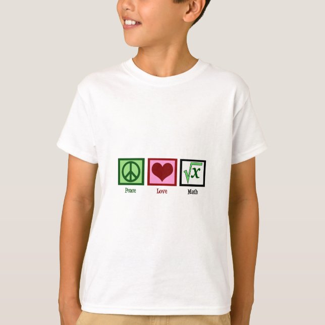 Peace Love Math Kids T-Shirt (Front)