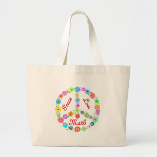Peace Love Math Large Tote Bag