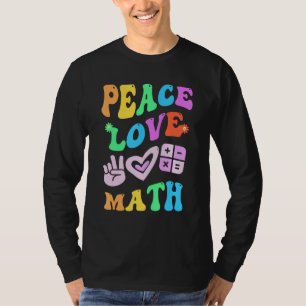 PEACE LOVE MATH Retro STEM Teacher Groovy Back To  T-Shirt