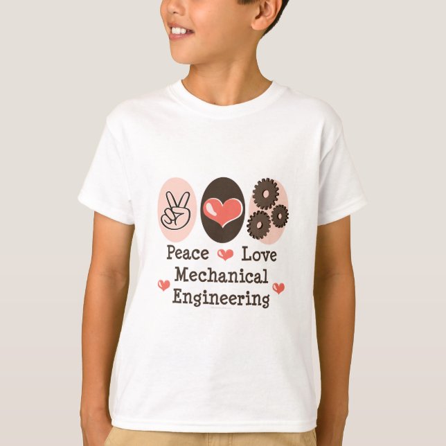 Peace Love Mechanical Engineering Kids Sweatshirt T-Shirt (Front)