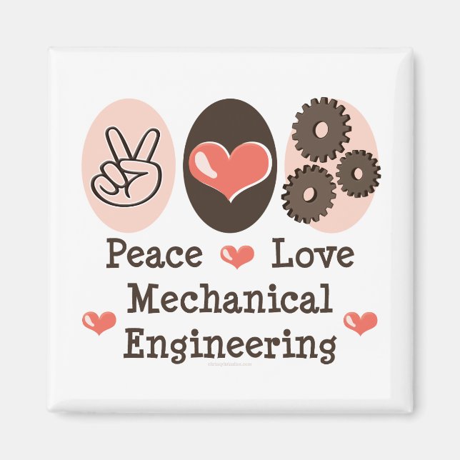 Peace Love Mechanical Engineering Magnet (Front)