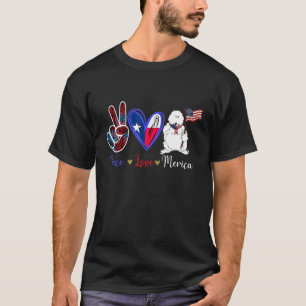 Peace Love Merica USA American Flag Silkie Chicken T-Shirt