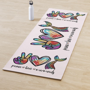Peace Love Mermaids – Inspirational Symbol & Heart Yoga Mat
