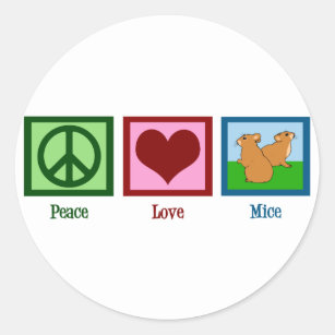 Peace Love Mice Classic Round Sticker
