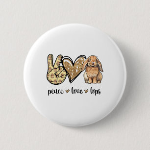Peace Love Mini Holland Lop Bunny Rabbit Lover  6 Cm Round Badge