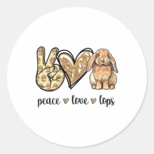 Peace Love Mini Holland Lop Bunny Rabbit Lover  Classic Round Sticker