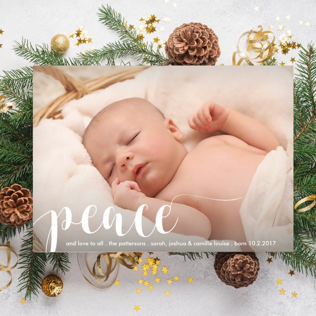 Peace, Love Modern Classic Christmas Holiday Photo Card (Creator Uploaded)