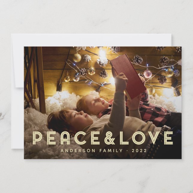 Peace & Love Modern Simple Typography Holiday Card (Front)
