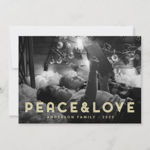 Peace & Love Modern Simple Typography Holiday Card