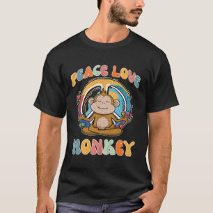 Peace Love Monkey Hippie Yoga  Primate Meditation  T-Shirt