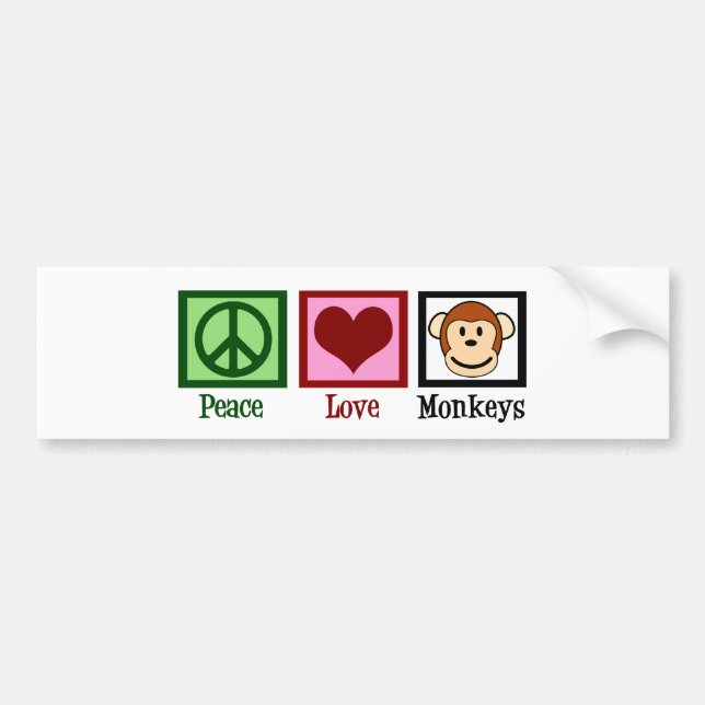 Peace Love Monkeys Bumper Sticker (Front)