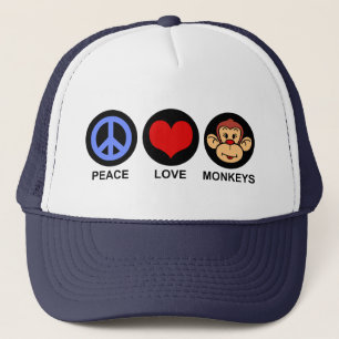 Peace Love Monkeys Trucker Hat