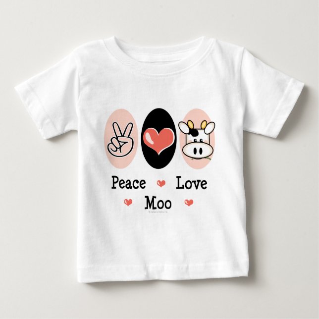 Peace Love Moo Cow Infant Long Sleeve Tee Shirt (Front)