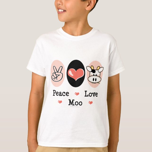 Peace Love Moo Cow Kids T-shirt (Front)