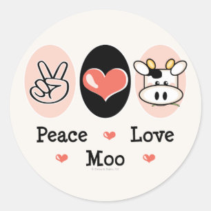 Peace Love Moo Cow Stickers