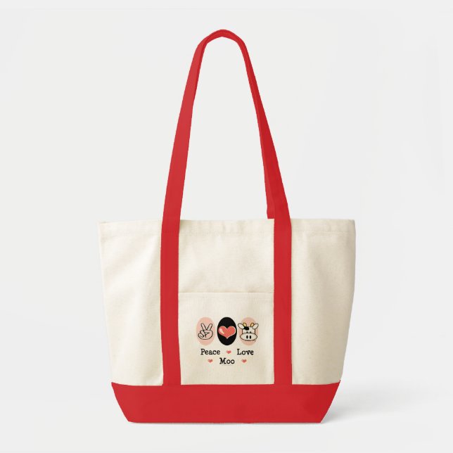 Peace Love Moo Cow Tote Bag (Front)