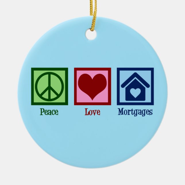 Peace Love Mortgages Ceramic Tree Decoration (Front)