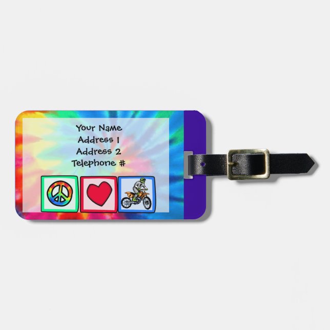 Peace, Love, Motocross Luggage Tag (Front Horizontal)