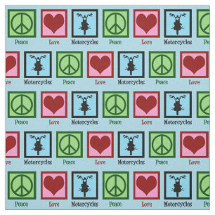 Peace Love Motorcycles Fabric