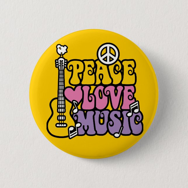 Peace-Love-Music 6 Cm Round Badge (Front)