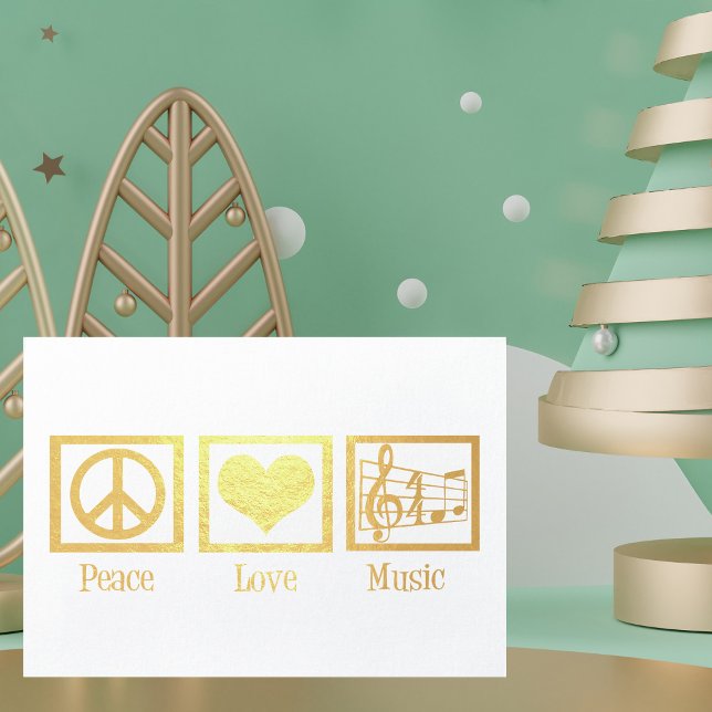 Peace Love Music Beautiful Musician Gold Foil Card (Creator Uploaded)