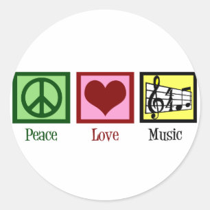 Peace Love Music Classic Round Sticker