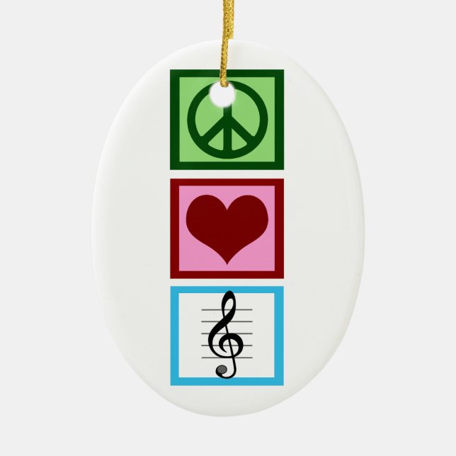Peace Love Music Custom Ceramic Tree Decoration (Front)