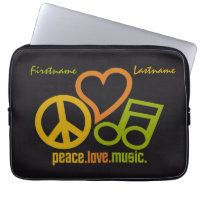 Peace Love Music custom laptop sleeves