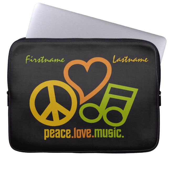 Peace Love Music custom laptop sleeves (Front)