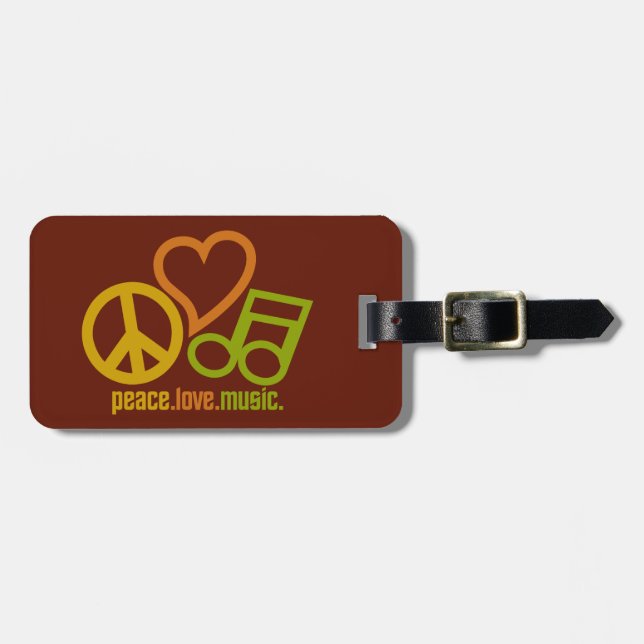 peace Love Music custom luggage tag (Front Horizontal)