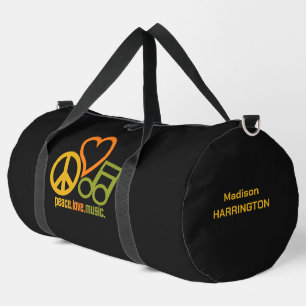 Peace Love Music custom name Duffle Bag