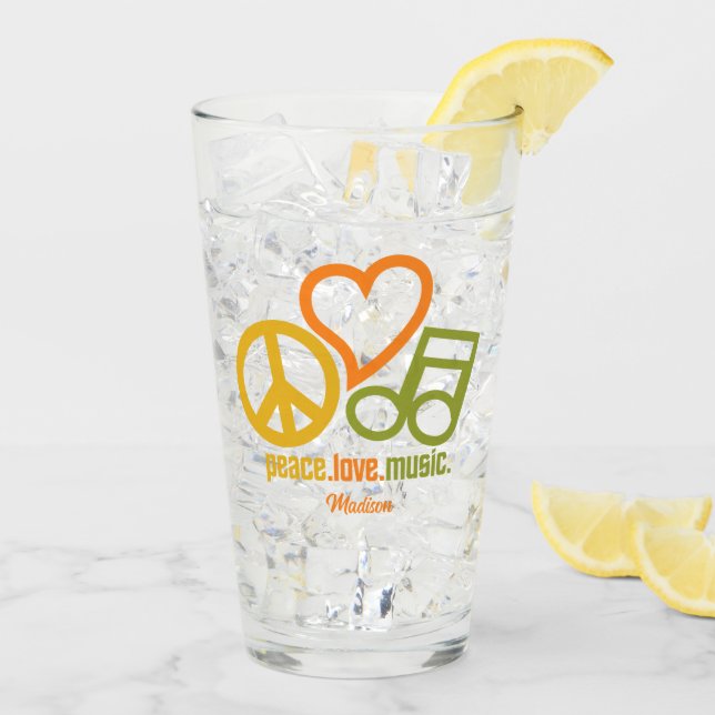 Peace Love Music custom name Glass (Back Ice)