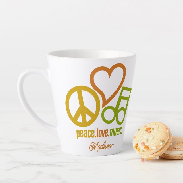 Peace Love Music custom name Latte Mug (In Situ)