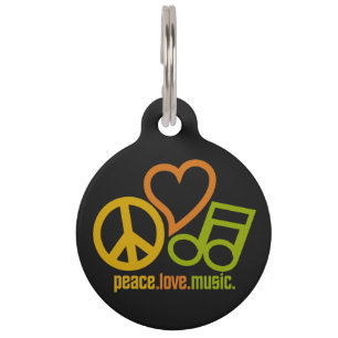Peace Love Music custom pet tags