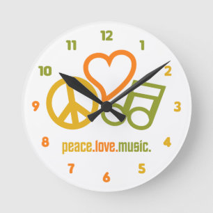 Peace - Love - Music custom wall clock