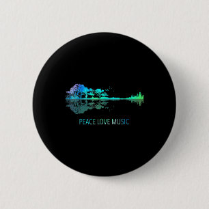 Peace Love Music Guitar Lake Shadow Hippie Musicia 6 Cm Round Badge