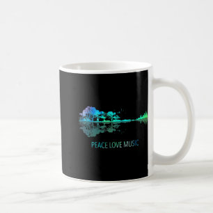 Peace Love Music Guitar Lake Shadow Hippie Musicia Coffee Mug