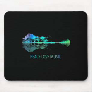 Peace Love Music Guitar Lake Shadow Hippie Musicia Mouse Pad