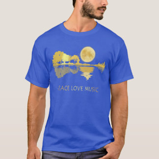 Peace Love Music Guitar Lake Shadow Hippie Musicia T-Shirt