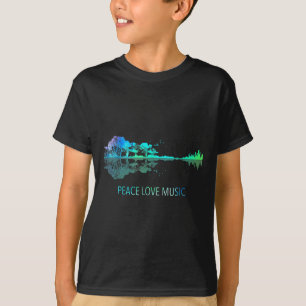 Peace Love Music Guitar Lake Shadow Hippie Musicia T-Shirt