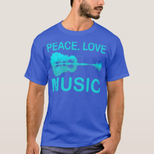 Peace Love Music Guitar Lake Shadow Hippie  T-Shirt