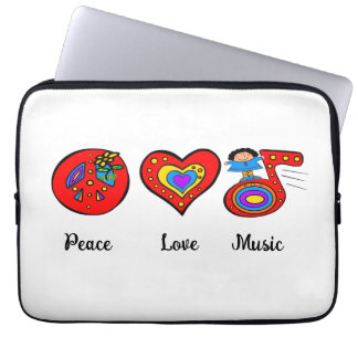 Peace, Love, Music Laptop Sleeve