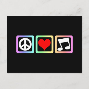 Peace love music postcard