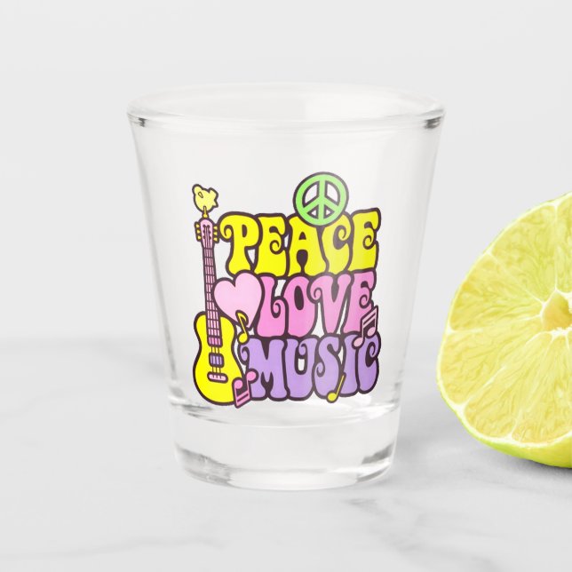 Peace Love Music Shot Glass (Front)
