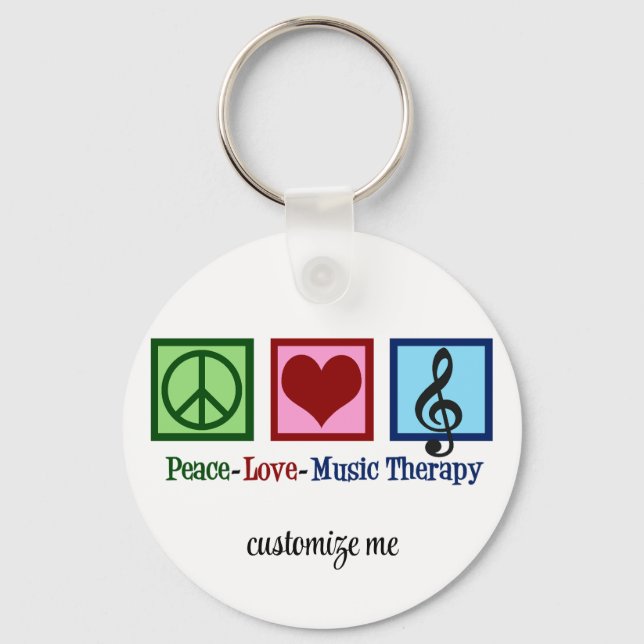 Peace Love Music Therapy Personalised Therapist Key Ring (Front)