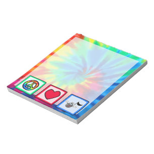 Peace, Love, Music; Tie Dye Notepad